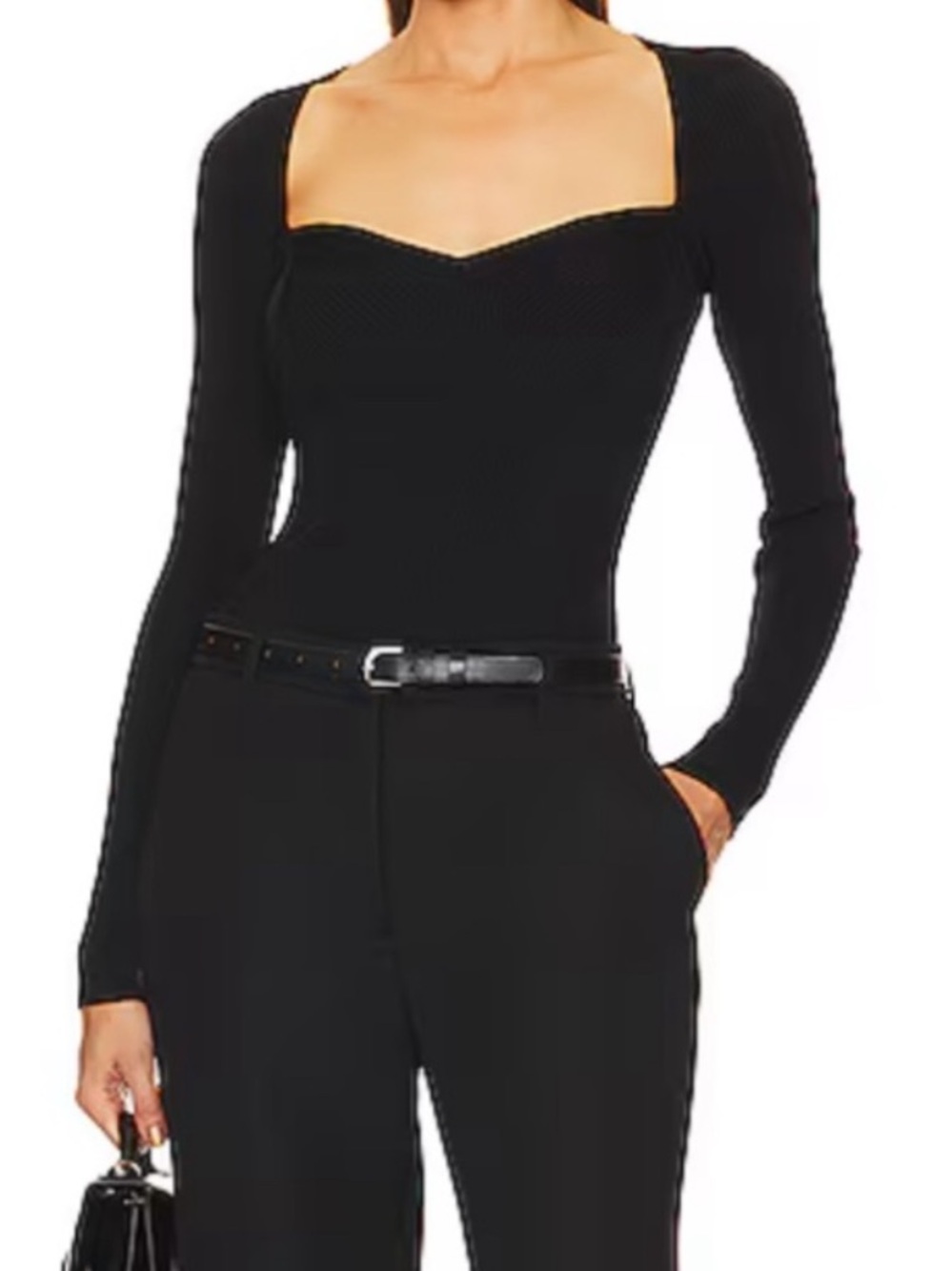 SIMKHAI Giuliana Sweetheart Black Long Sleeve  top